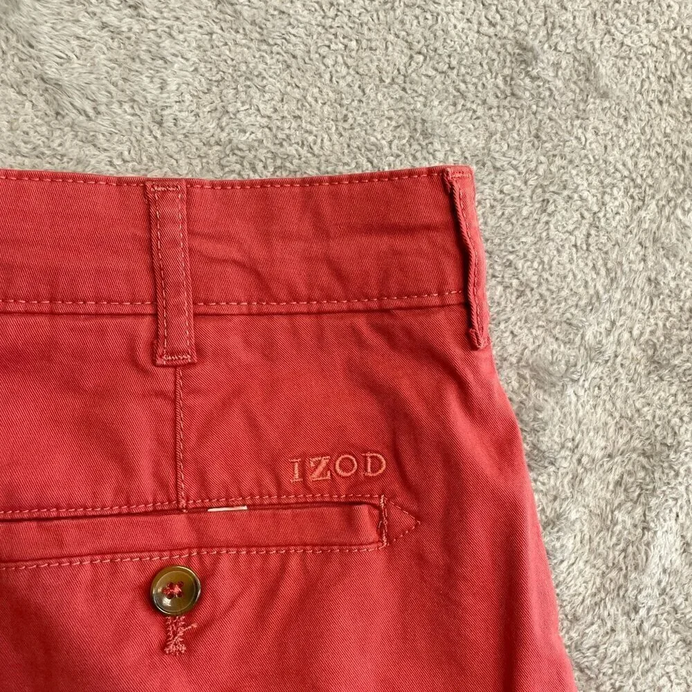NWOT Izod Men's Size 32 Saltwater Stretch Chino Shorts Red Cotton Blend